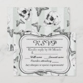 Butterflies en skulls RSVP-kaart RSVP Kaartje (Voorkant / Achterkant)