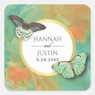  Butterflies en Southwest Colors Wedding Vierkante Sticker