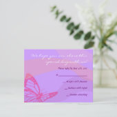 BUTTERFLIES EN STARS Bat Mitzvah Reply Card RSVP Kaartje (Staand voorkant)