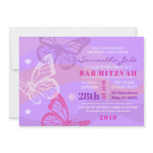 BUTTERFLIES EN STARS Bat Mitzvah Uitnodiging