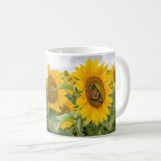 Butterflies en Sunflower Coffee Cup Koffiemok (Voorkant rechts)