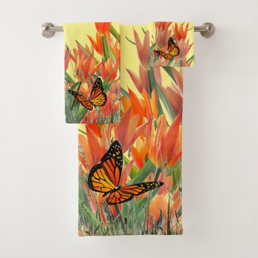 Butterflies en tulpen bad handdoek (Insitu)