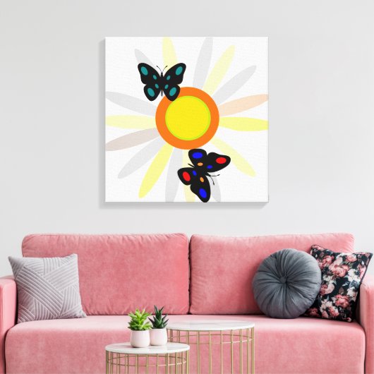 Butterflies en ventilator canvas afdruk (Insitu (Woonkamer))