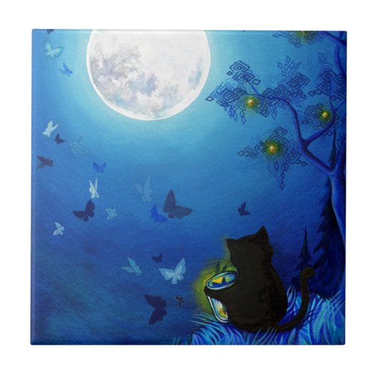 Butterflies en vliegende lantaarns tegeltje (Voorkant)