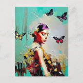 Butterflies en Voman Briefkaart (Voorkant)