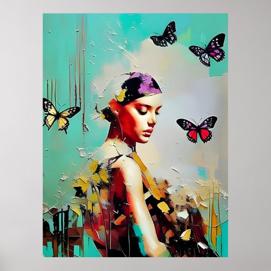 Butterflies en Voman Poster (Voorkant)