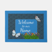 Butterflies en Zinnia Flowers Welkom Deurmat (Voorkant)