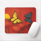 Butterflies en Zinnias Mousepad Muismat (Met muis)