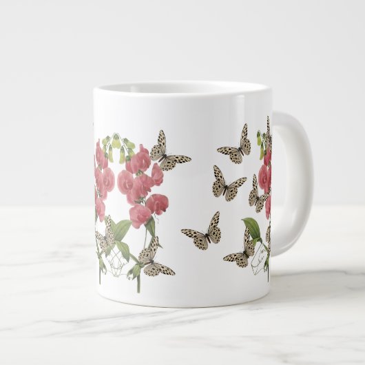 Butterflies en zoete pekelbloem grote koffiekop (Voorkant rechts)