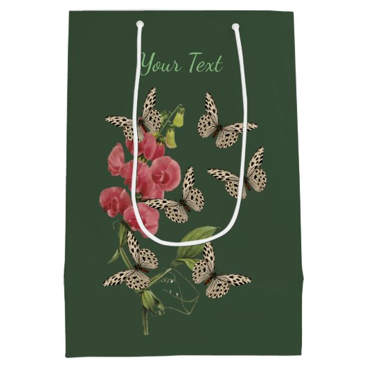 Butterflies en zoete pekelbloem, op maat gesneden medium cadeauzakje (Achterkant)