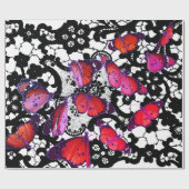 BUTTERFLIES EN ZWARTE LACE Wrapping Paper Cadeaupapier (Vlak)