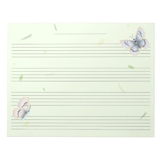 Butterflies Extra Wide Rule Kinder Muziek Manuscri Notitieblok (Voorkant)