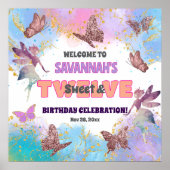 Butterflies Fairy Glitter 12th Birthday Welcome Poster (Voorkant)