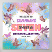 Butterflies Fairy Glitter 7th Birthday Welcome Poster (Voorkant)