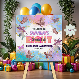 Butterflies Fairy Glitter 8th Birthday Welcome Poster