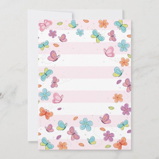 Butterflies First Birthday Uitnodiging (Achterkant)