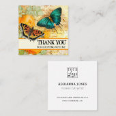  Butterflies Floral Dank u Logo Vierkante Visitekaartje (Voorkant / Achterkant)