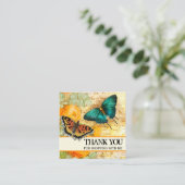  Butterflies Floral Dank u Logo Vierkante Visitekaartje (Staand voorkant)