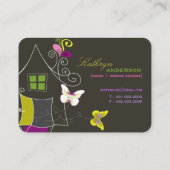 Butterflies Floral House Home Modern Profile Card Visitekaartje (Achterkant)