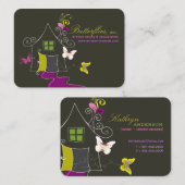 Butterflies Floral House Home Modern Profile Card Visitekaartje (Voorkant / Achterkant)