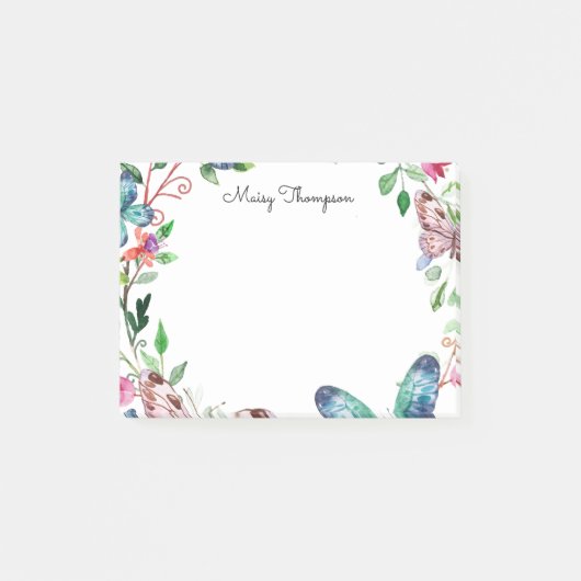 Butterflies Floral Monogram Name Post-it® Notes (Voorkant)