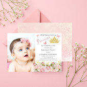 Butterflies Floral Princess Foto 1st verjaardag Kaart