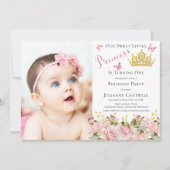 Butterflies Floral Princess Foto 1st verjaardag Kaart (Voorkant)