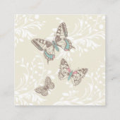 Butterflies floral swirl cream brown wedding informatiekaartje (Achterkant)