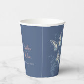 Butterflies floral swirl dark blue coral papieren bekers (Rechts)