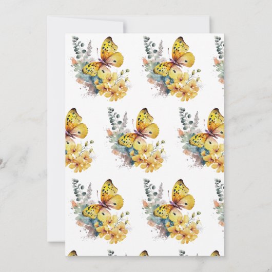 Butterflies Floral | VRIJGEZELLENFEEST WATERVERF Kaart (Achterkant)