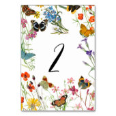 Butterflies Floral Weddentable Number Kaart (Achterkant)