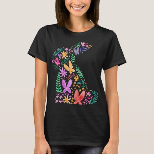 Butterflies Flower Easter Bunny Fun for Spring Eas T-shirt (Voorkant)