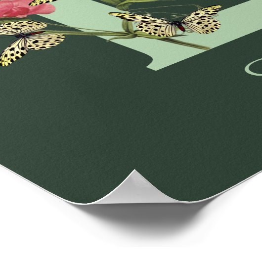 Butterflies Flower Monogram Initial E Personalized Poster (Hoek)