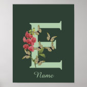 Butterflies Flower Monogram Initial E Personalized Poster (Voorkant)