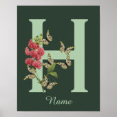 Butterflies Flower Monogram Initial H Personalized Poster (Voorkant)