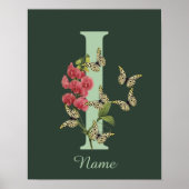Butterflies Flower Monogram Initial I Personalized Poster (Voorkant)