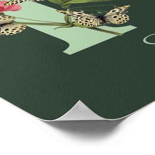 Butterflies Flower Monogram Initial K Personalized Poster (Hoek)
