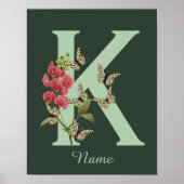 Butterflies Flower Monogram Initial K Personalized Poster (Voorkant)