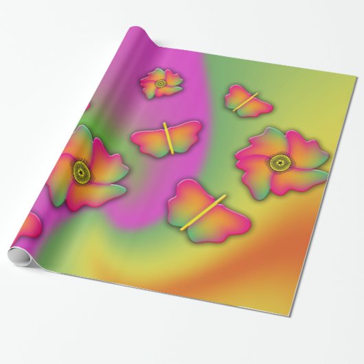 Butterflies & Flowers Cadeaupapier (Uitgerold)