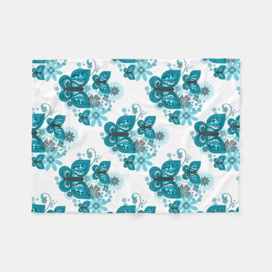 Butterflies & Flowers Fleece Blanket (Voorkant (Horizontaal))