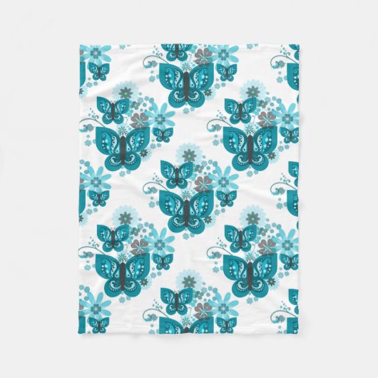Butterflies & Flowers Fleece Blanket (Voorkant)