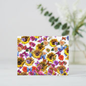 Butterflies & Flowers Full Coverage Graphic Briefkaart (Staand voorkant)