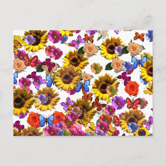 Butterflies & Flowers Full Coverage Graphic Briefkaart (Voorkant)