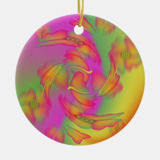 Butterflies & Flowers Keramisch Ornament (Voorkant)