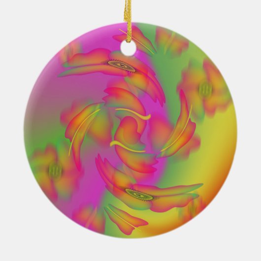 Butterflies & Flowers Keramisch Ornament (Achterkant)