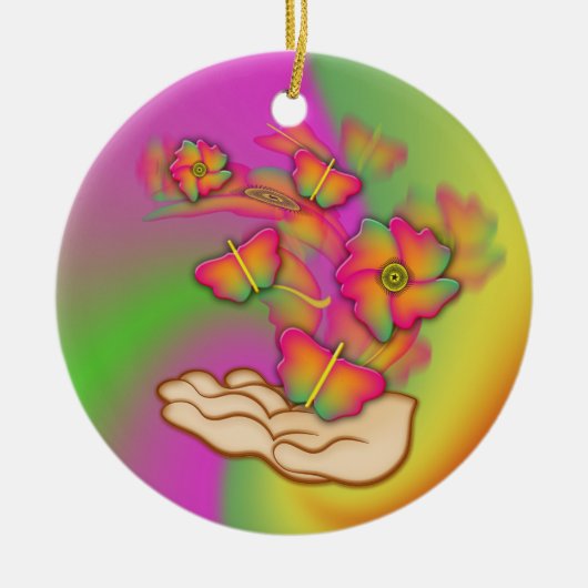 Butterflies & Flowers Keramisch Ornament (Voorkant)