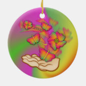 Butterflies & Flowers Keramisch Ornament (Achterkant)