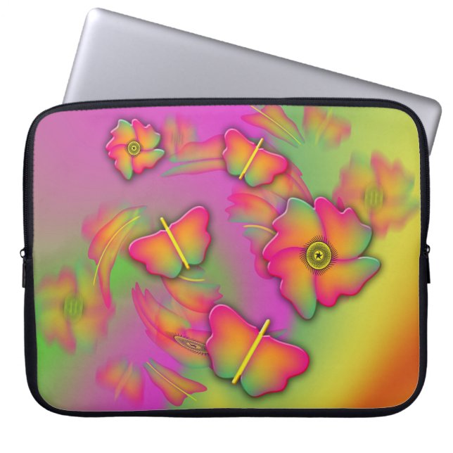 Butterflies & Flowers Laptop Sleeve (Voorkant)