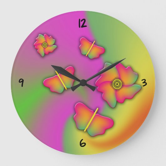 Butterflies & Flowers Large Clock Grote Klok (Voorkant)