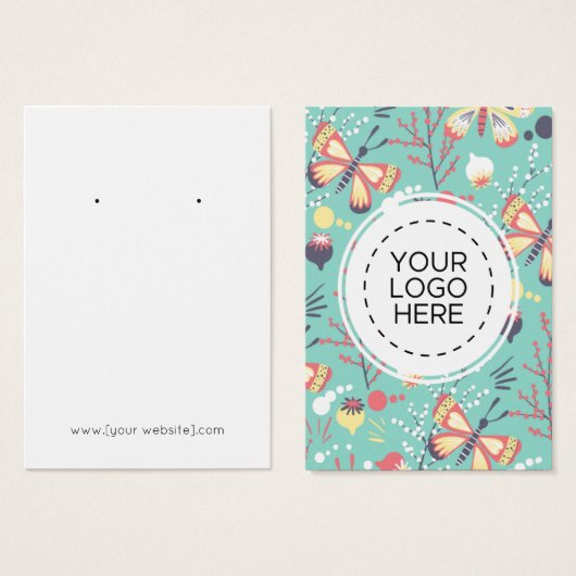 Butterflies Flowers Patroon Verdien Display Card Visitekaartje (Voorkant /achterkant)